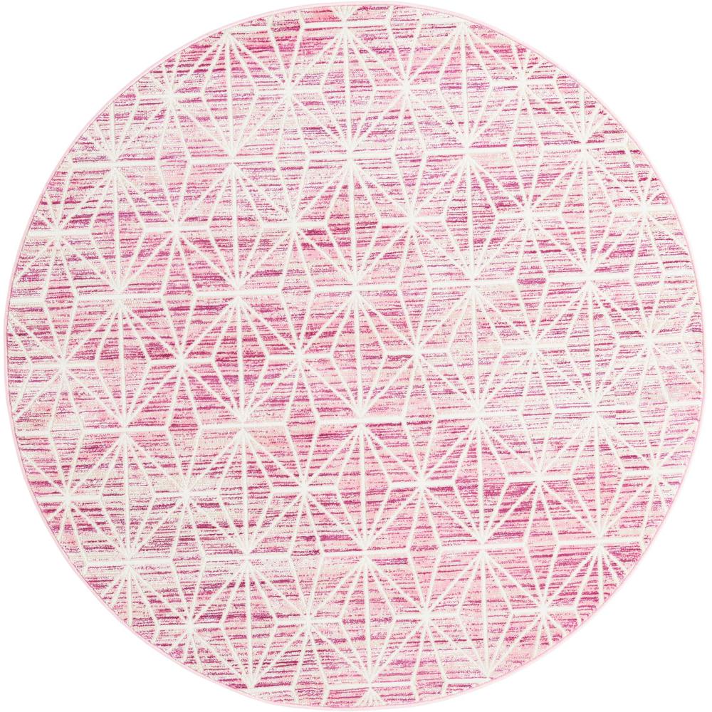 Uptown Fifth Avenue Area Rug 5' 3" x 5' 3", Round Pink. Picture 1
