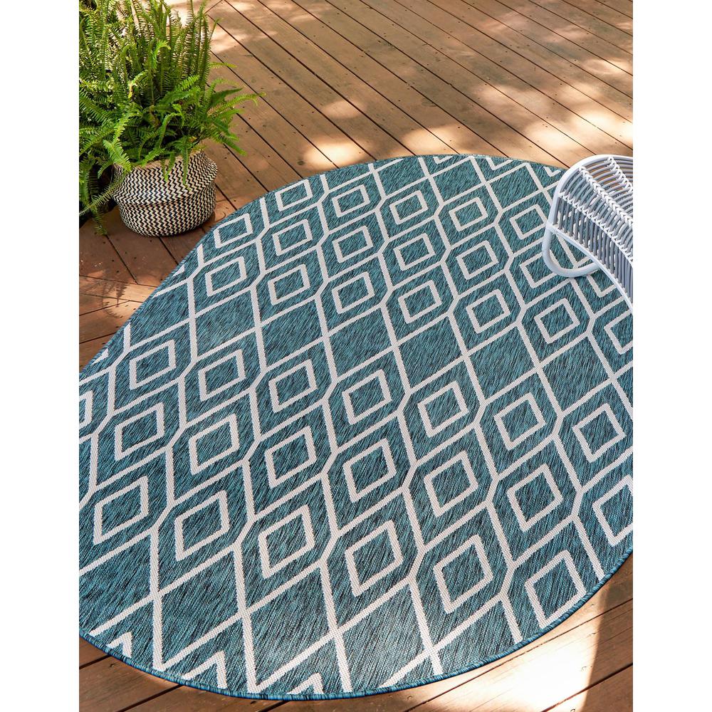 Jill Zarin Outdoor Turks and Caicos Area Rug 5' 5" x 8' 0", Oval Teal. Picture 2
