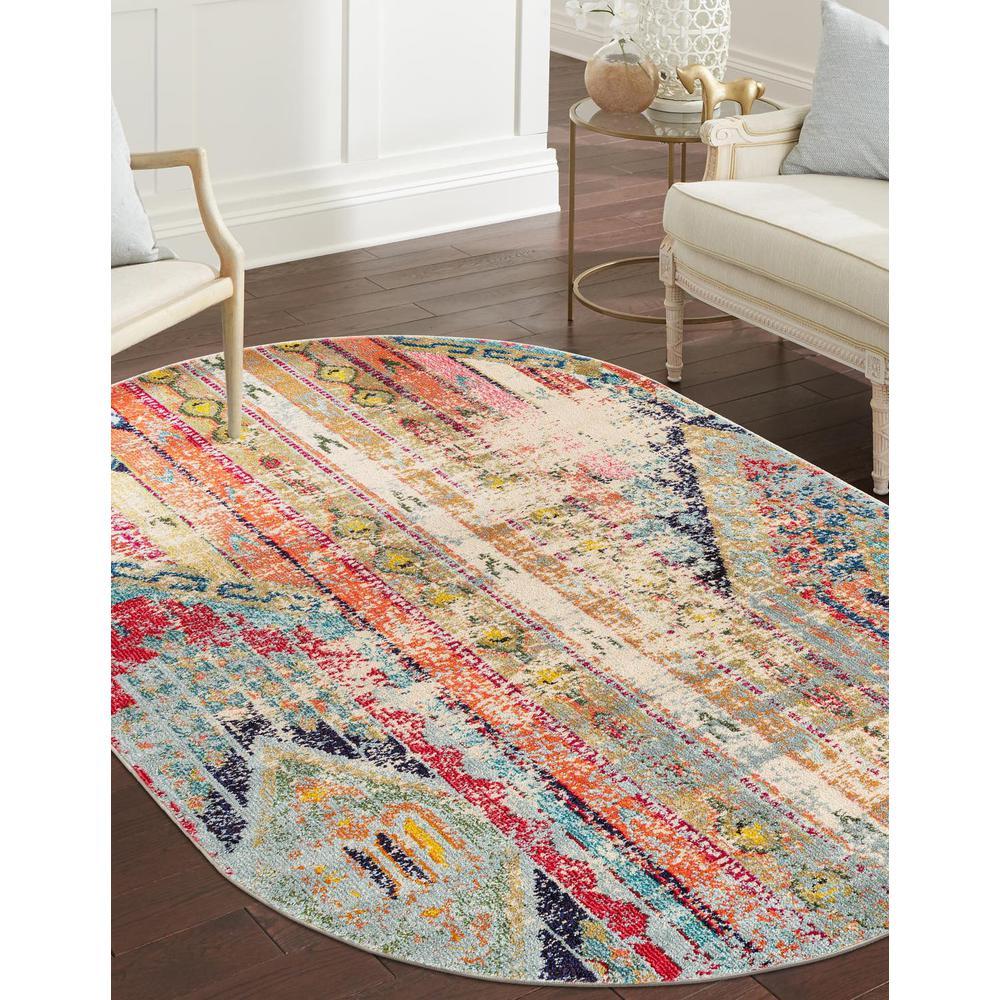 Unique Loom 8x10 Oval Rug in Multi (3153790). Picture 1