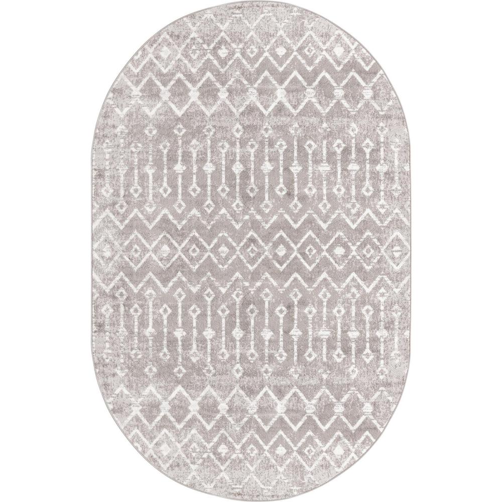 Unique Loom 5x8 Oval Rug in Gray (3161054). Picture 1