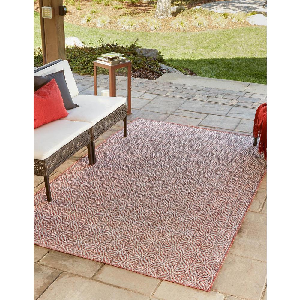 Outdoor Deco Trellis Rug, Rust Red/Ivory (5' 0 x 8' 0). Picture 1
