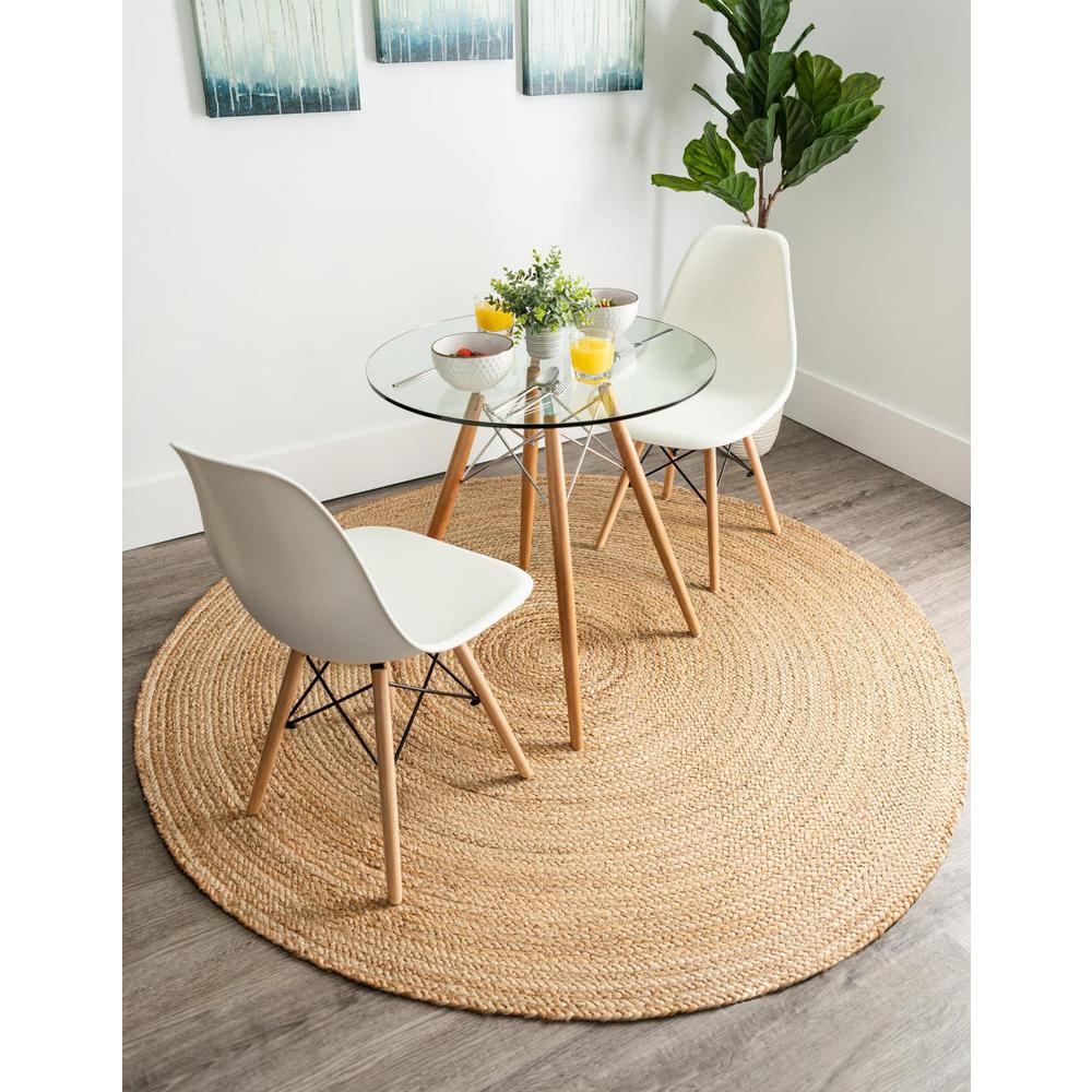 Unique Loom 4 Ft Round Rug in Natural (3150066). Picture 1