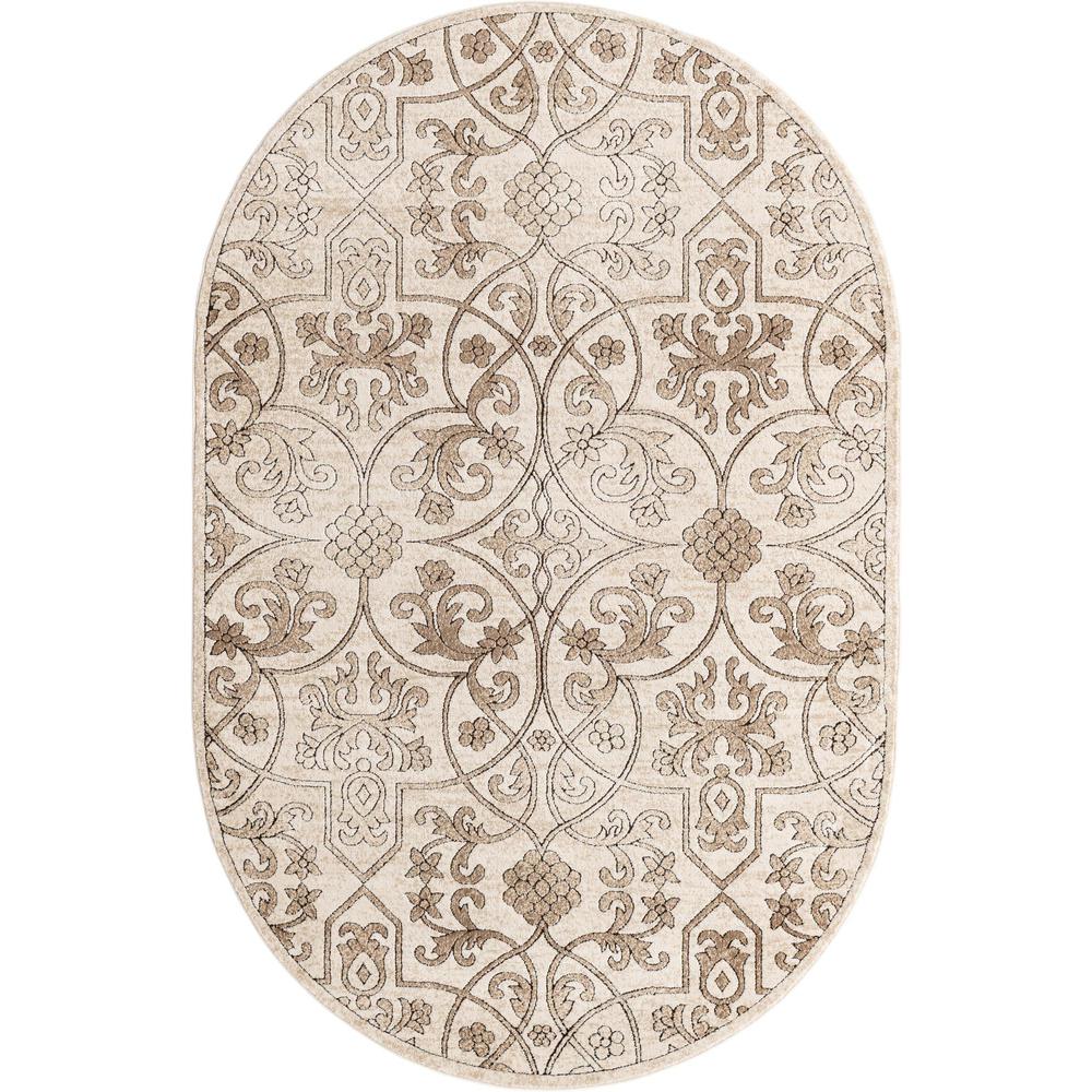 Unique Loom 5x8 Oval Rug in Tan (3158916). Picture 1