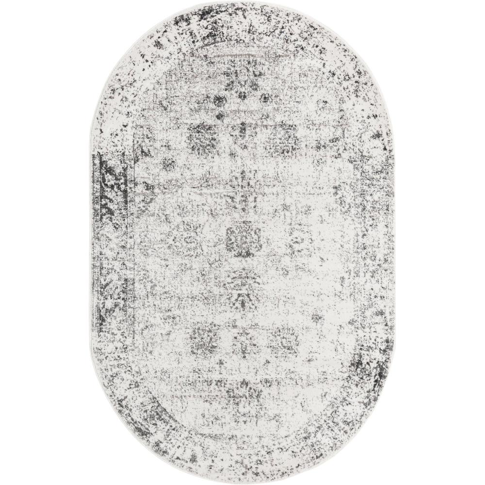 Unique Loom 5x8 Oval Rug in Gray (3151829). Picture 1