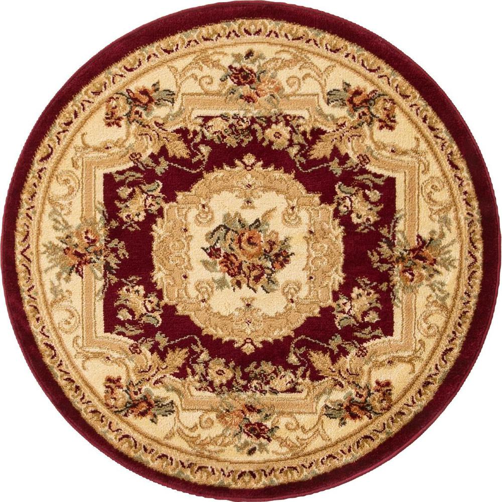 Unique Loom 3 Ft Round Rug in Burgundy (3153870). Picture 1