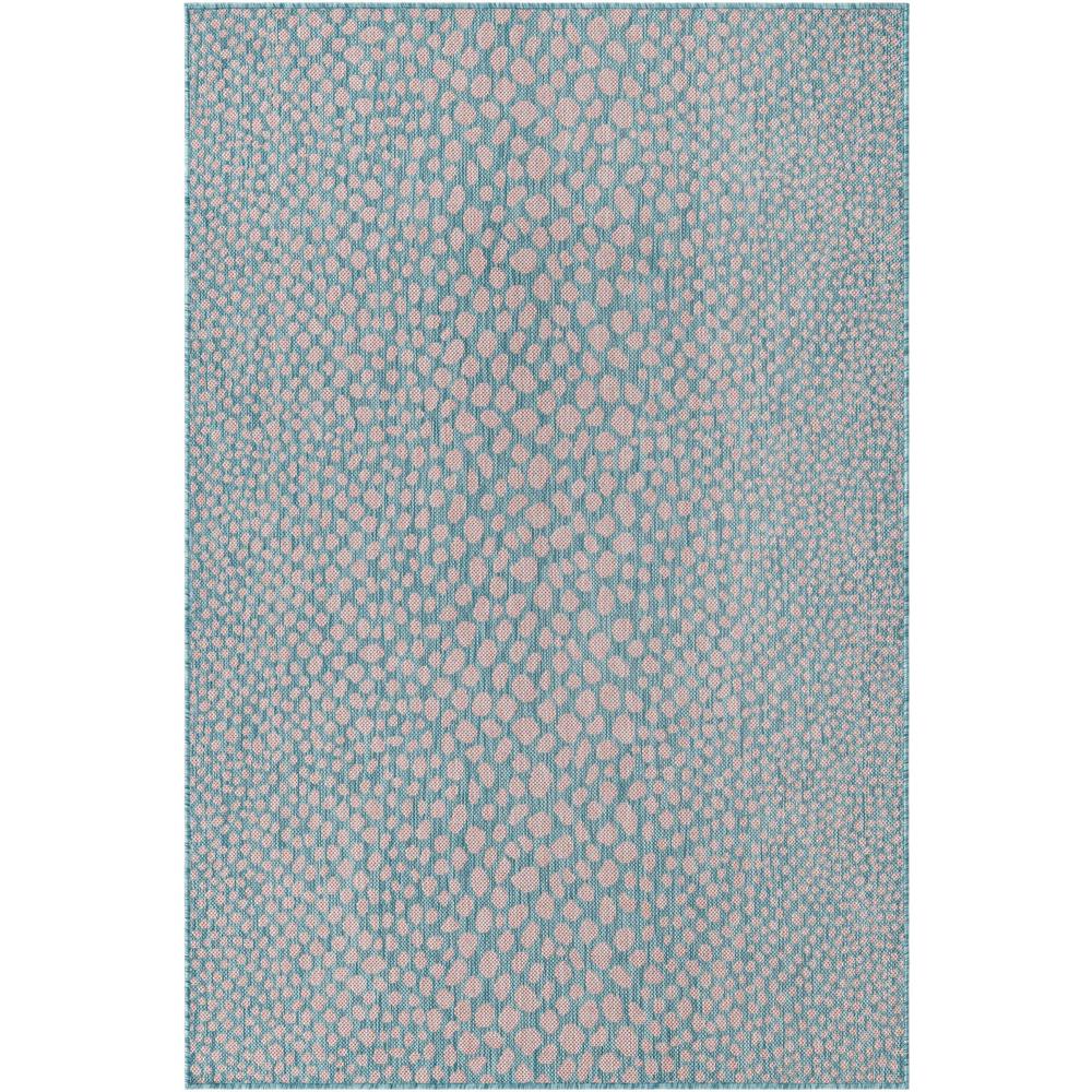 Jill Zarin Outdoor Cape Town Area Rug 4' 0" x 6' 0", Rectangular Pink and Aqua. Picture 1
