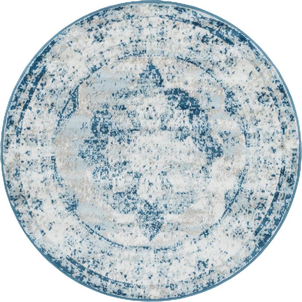 Unique Loom 4 Ft Round Rug in Blue (3151854). Picture 1