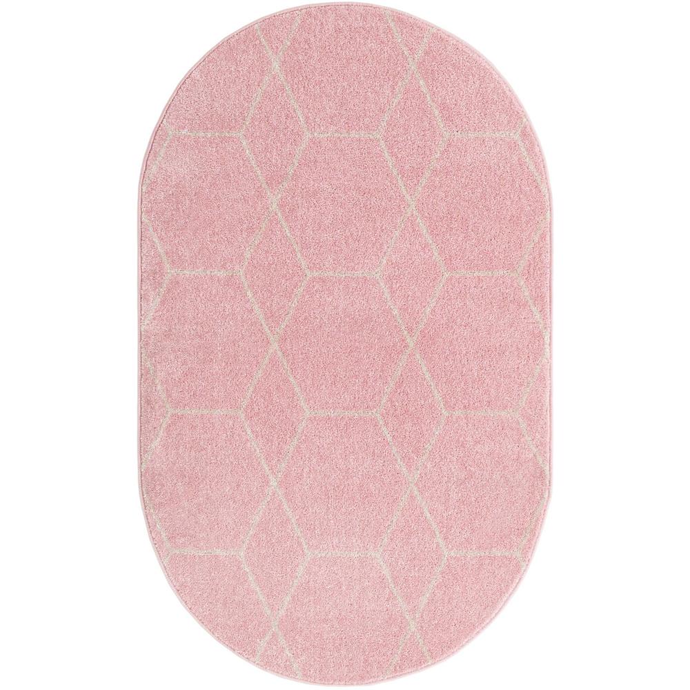 Unique Loom 3x5 Oval Rug in Light Pink (3151604). Picture 1