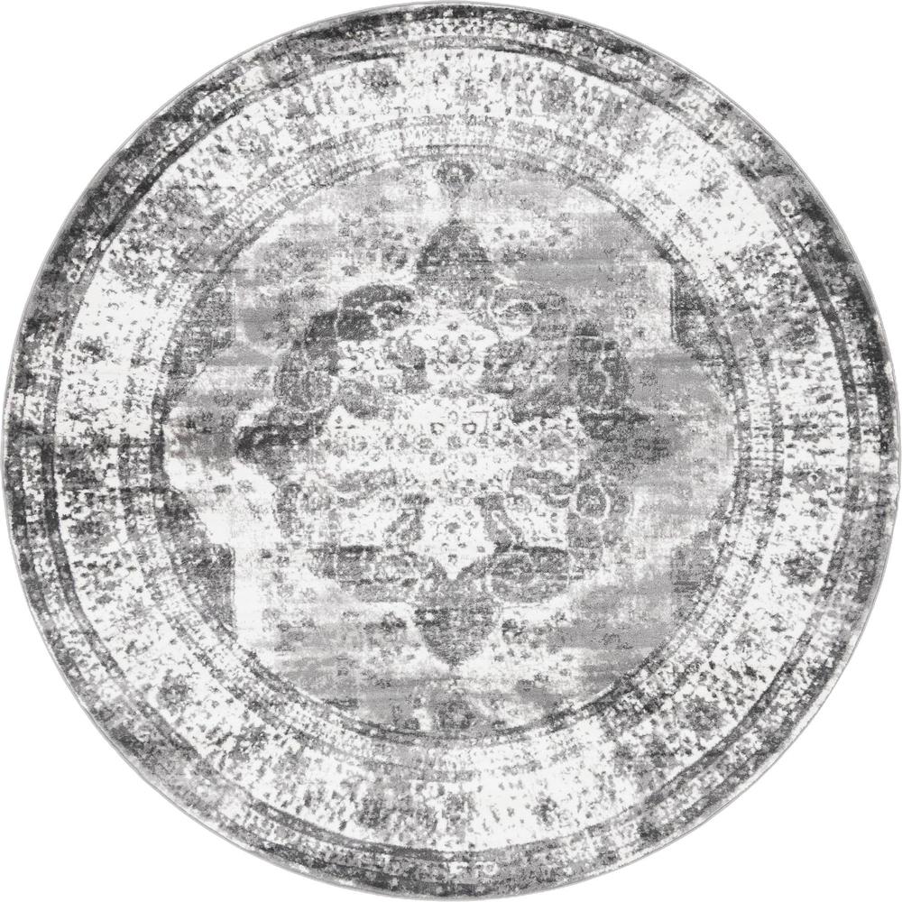 Unique Loom 8 Ft Round Rug in Gray (3151838). Picture 1