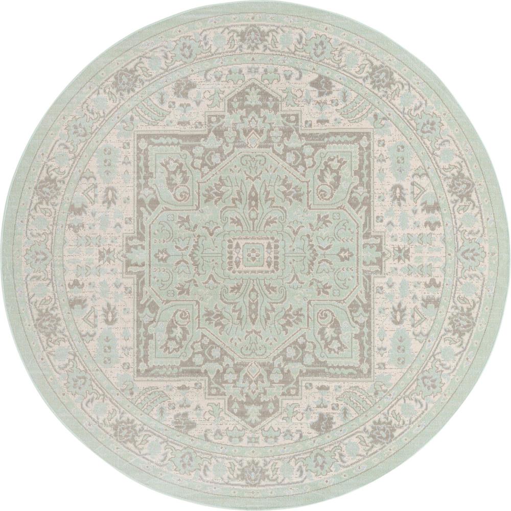 Unique Loom 7 Ft Round Rug in Mint (3154833). Picture 1
