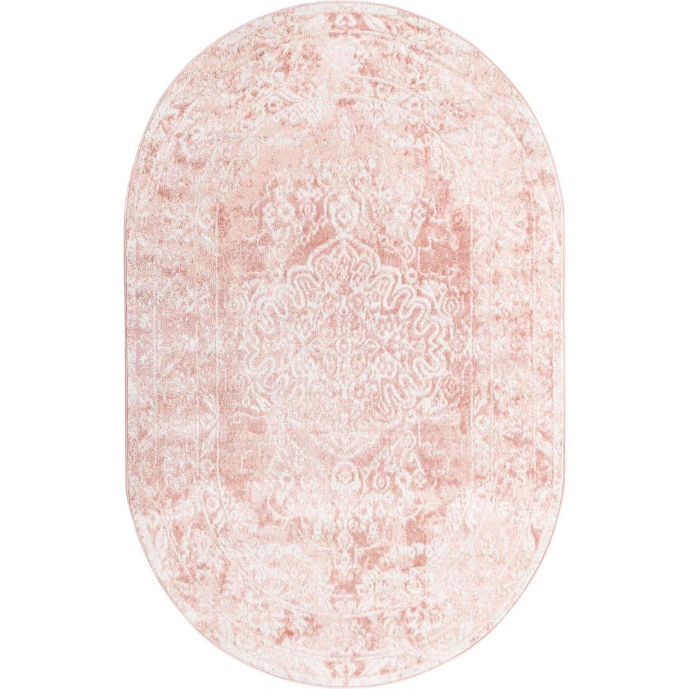 Unique Loom 5x8 Oval Rug in Pink (3155680). Picture 1
