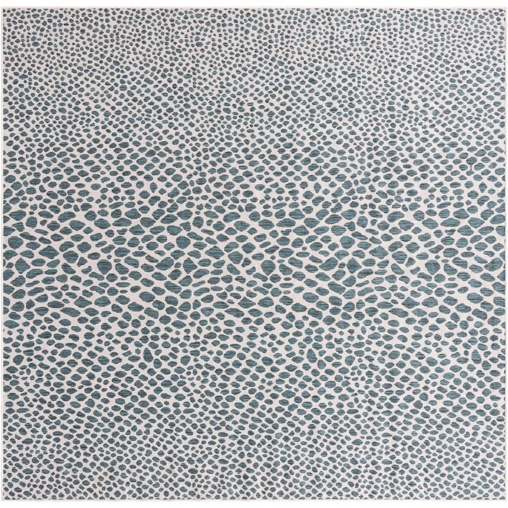 Jill Zarin Outdoor Cape Town Area Rug 10' 8" x 10' 8", Square Teal. Picture 1