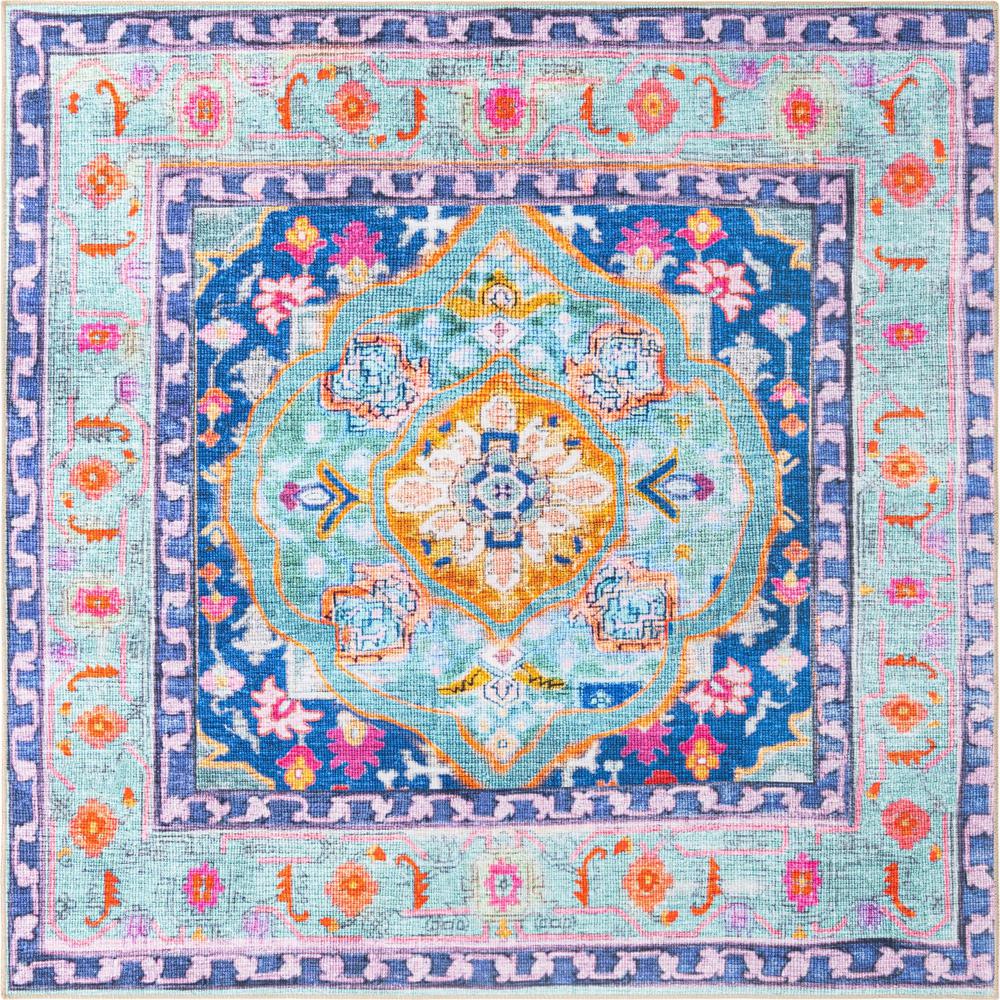 Unique Loom 7 Ft Square Rug in Blue (3161409). Picture 1