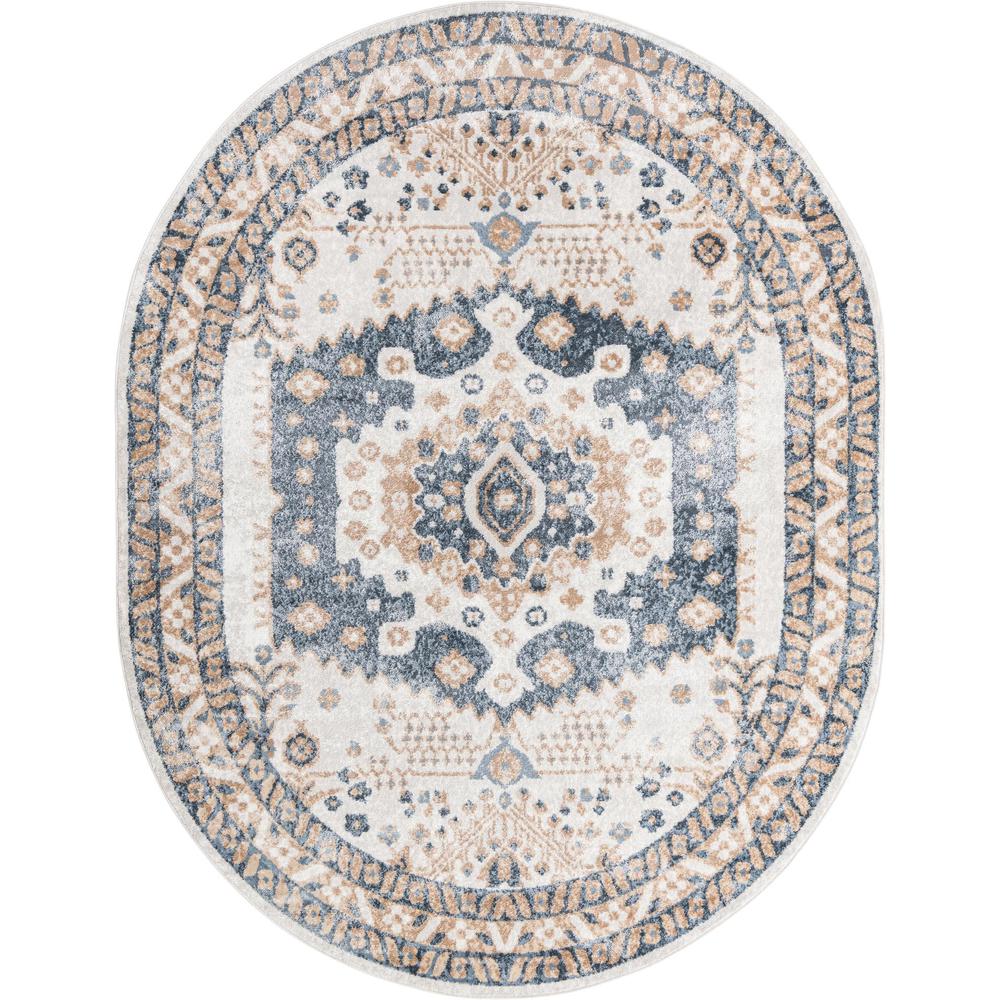 Unique Loom 8x10 Oval Rug in Ivory (3155717). Picture 1