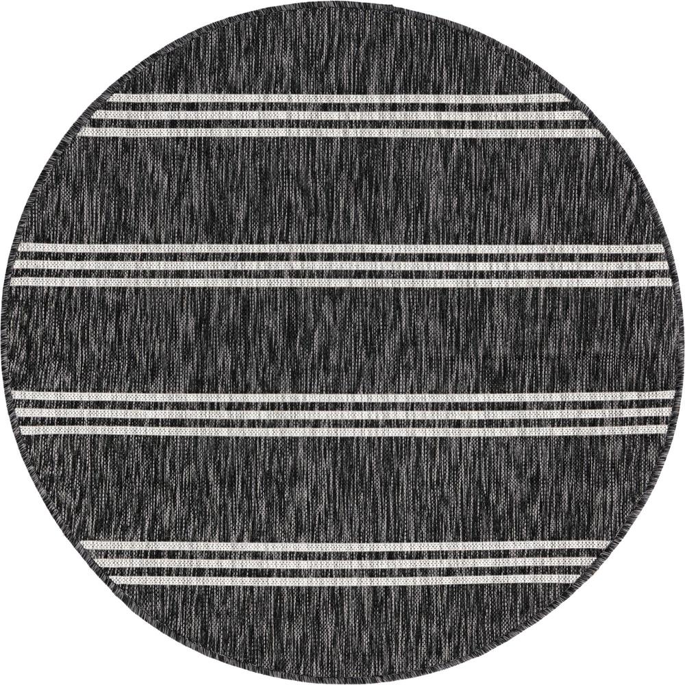 Jill Zarin Outdoor Anguilla Area Rug 4' 0" x 4' 0", Round Charcoal. Picture 1