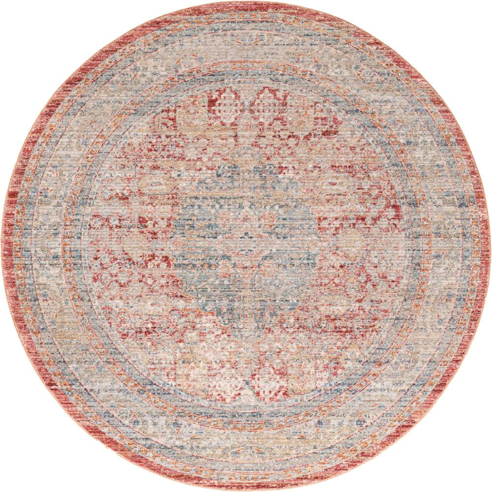 Unique Loom 5 Ft Round Rug in Red (3147876). Picture 1