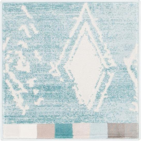 Uptown Carnegie Hill Area Rug 1' 8" x 1' 8", Square Turquoise. Picture 1