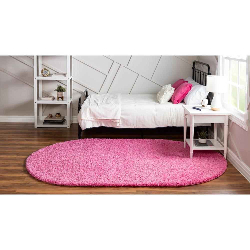 Unique Loom 3x5 Oval Rug in Bubblegum Pink (3151460). Picture 4