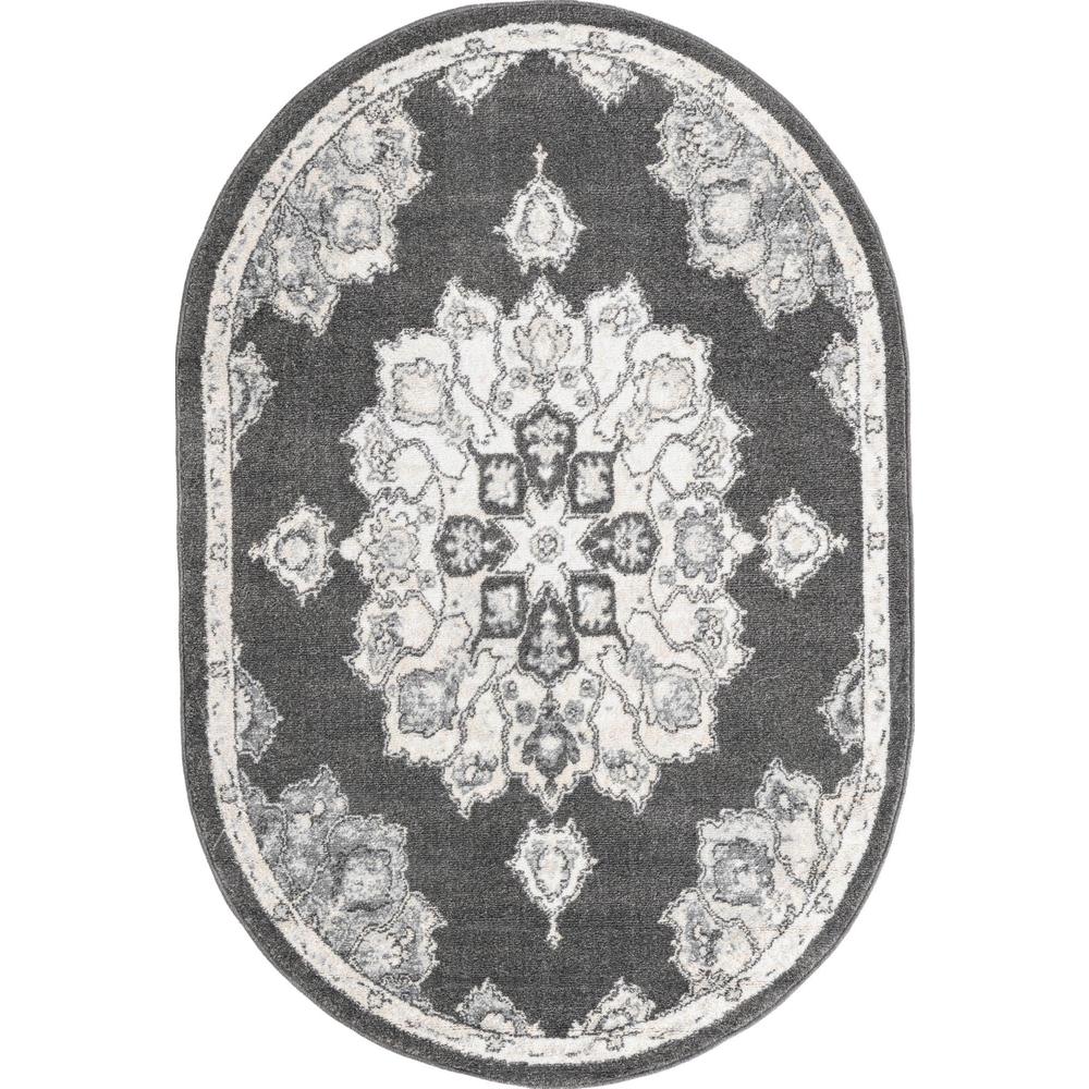 Unique Loom 4x6 Oval Rug in Charcoal (3158757). Picture 1