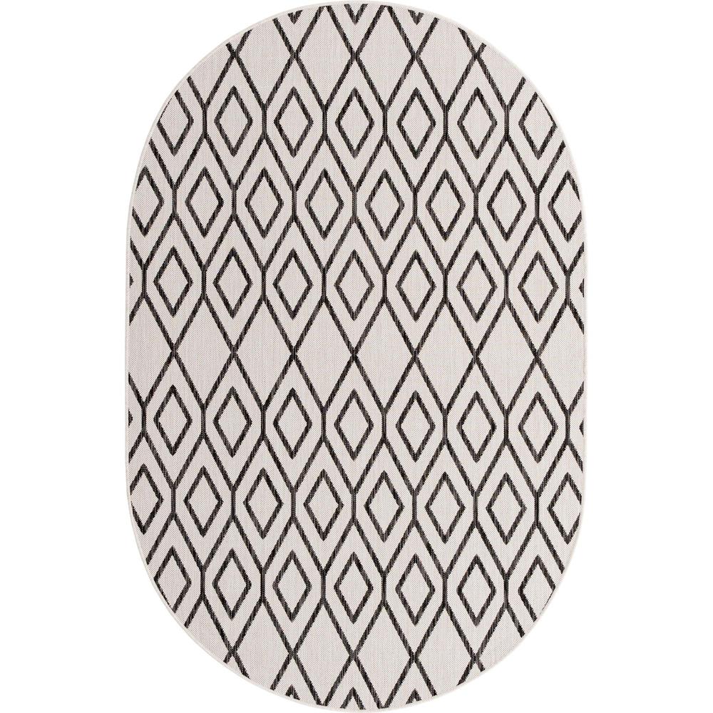 Jill Zarin Outdoor Turks and Caicos Area Rug 5' 3" x 8' 0", Oval Ivory. Picture 1