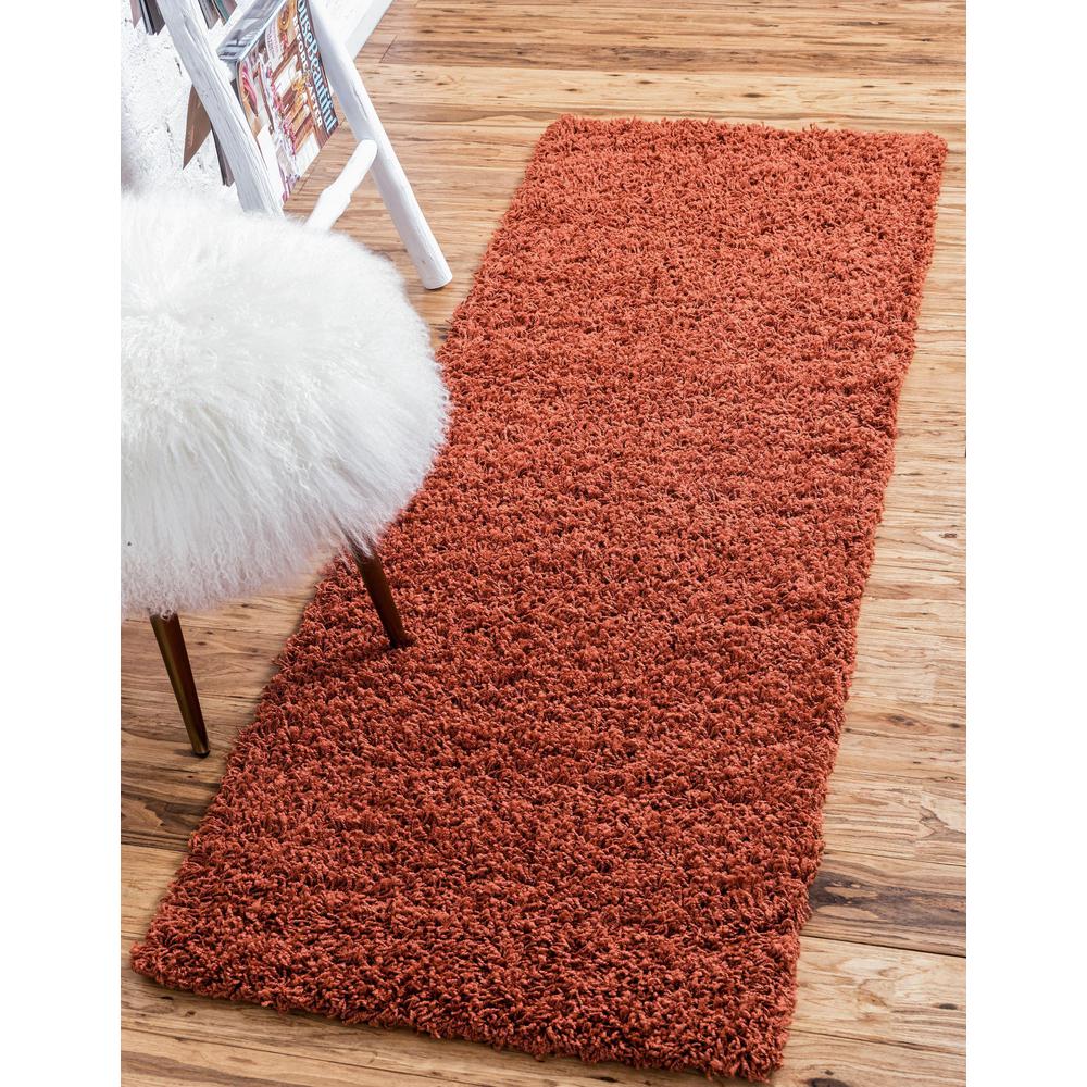 Solid Shag Rug, Terracotta (2' 6 x 19' 8). Picture 2