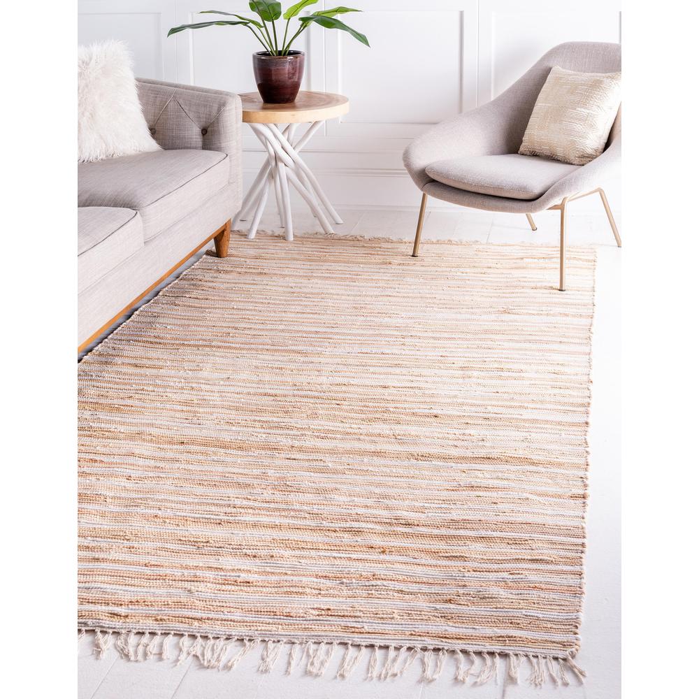 Striped Chindi Cotton Rug, Beige (2' 2 x 3' 0). Picture 2