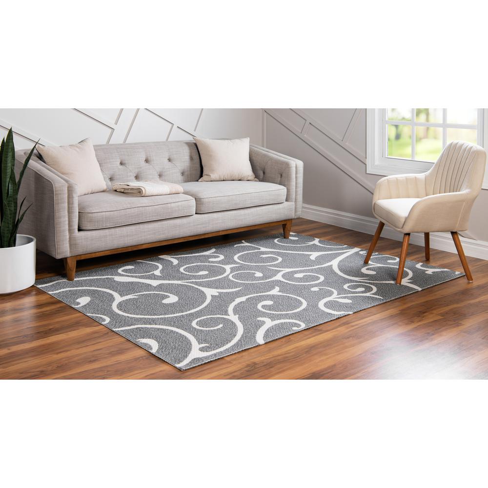 Scroll Decatur Rug, Dark Gray/Ivory (7' 5 x 10' 0). Picture 3