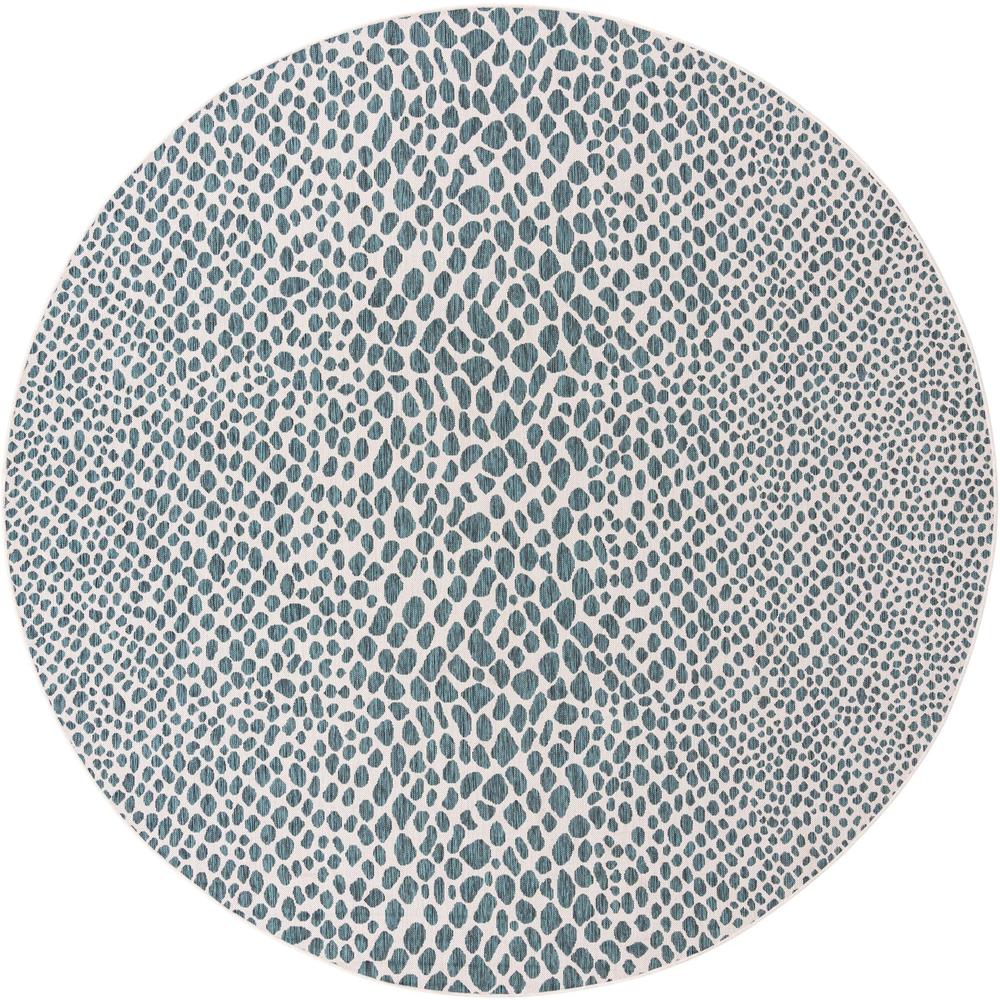 Jill Zarin Outdoor Cape Town Area Rug 10' 8" x 10' 8", Round Teal. Picture 1