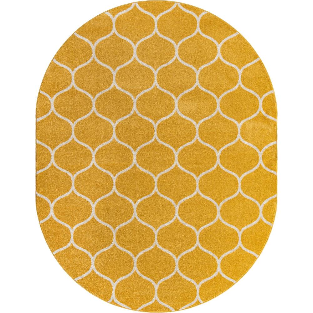 Unique Loom 8x10 Oval Rug in Yellow (3151677). Picture 1