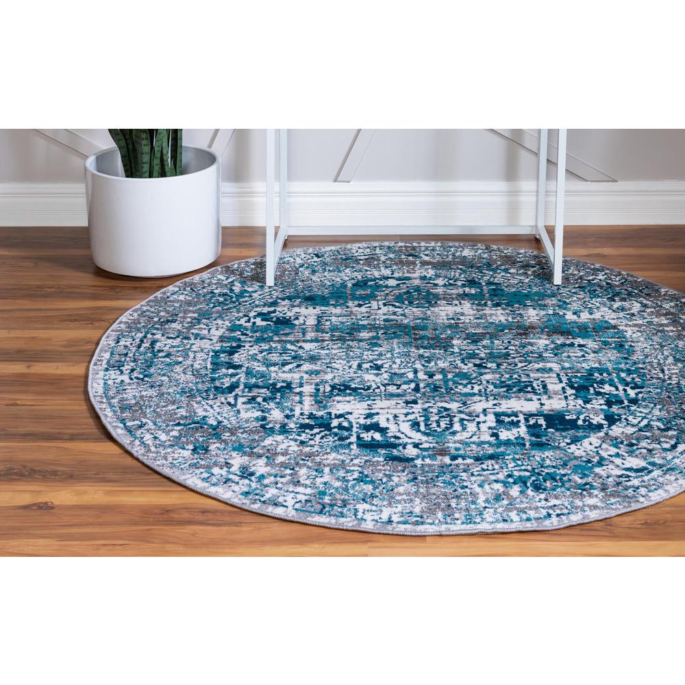 Unique Loom 5 Ft Round Rug in Blue (3149348). Picture 3