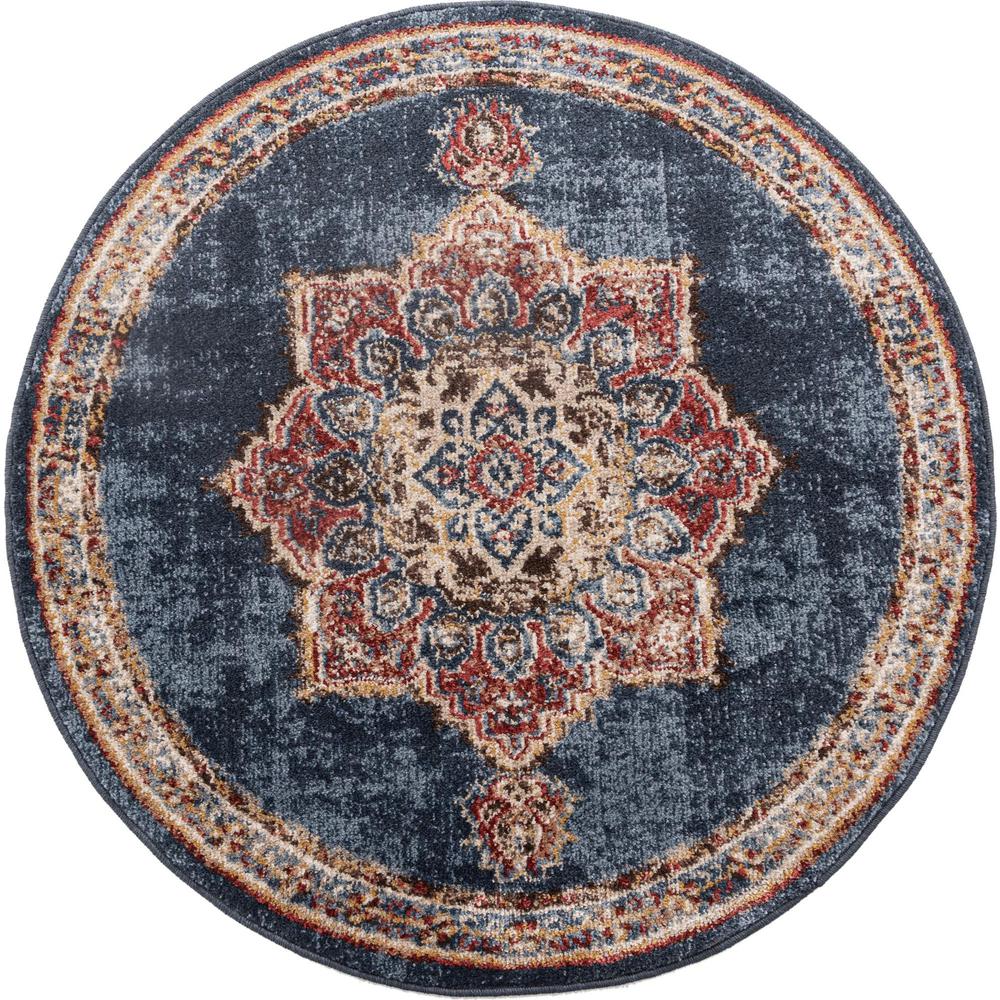 Unique Loom 3 Ft Round Rug in Navy Blue (3153858). Picture 1