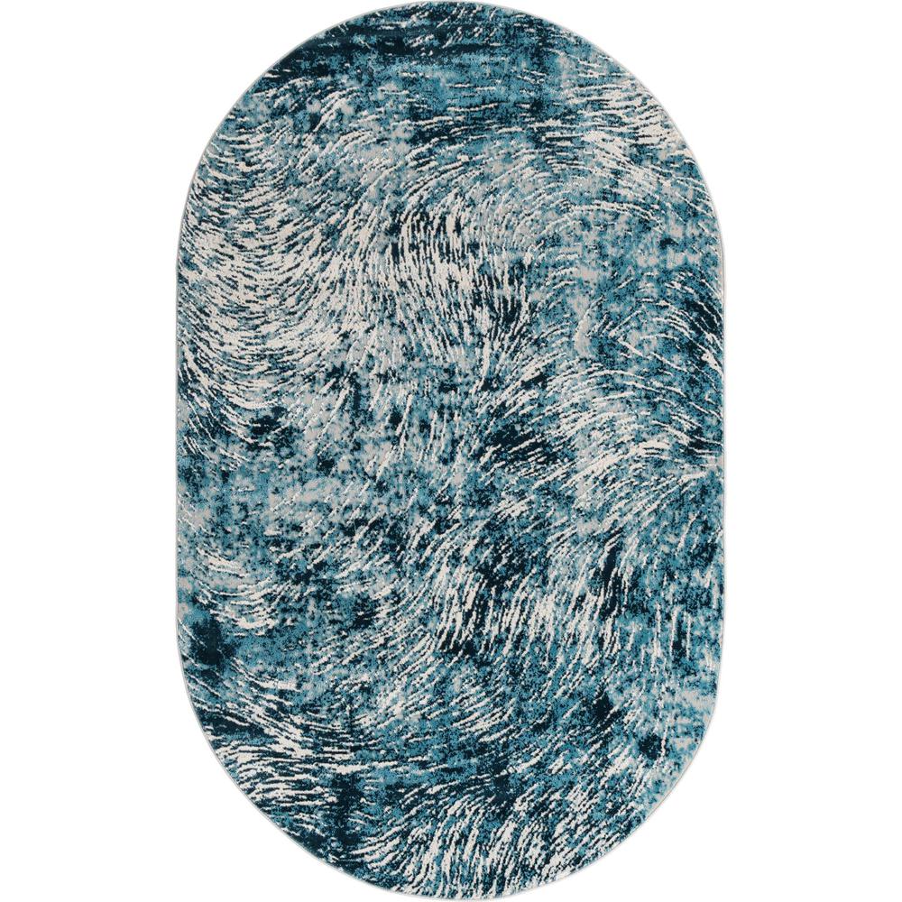Unique Loom 5x8 Oval Rug in Blue (3154330). The main picture.