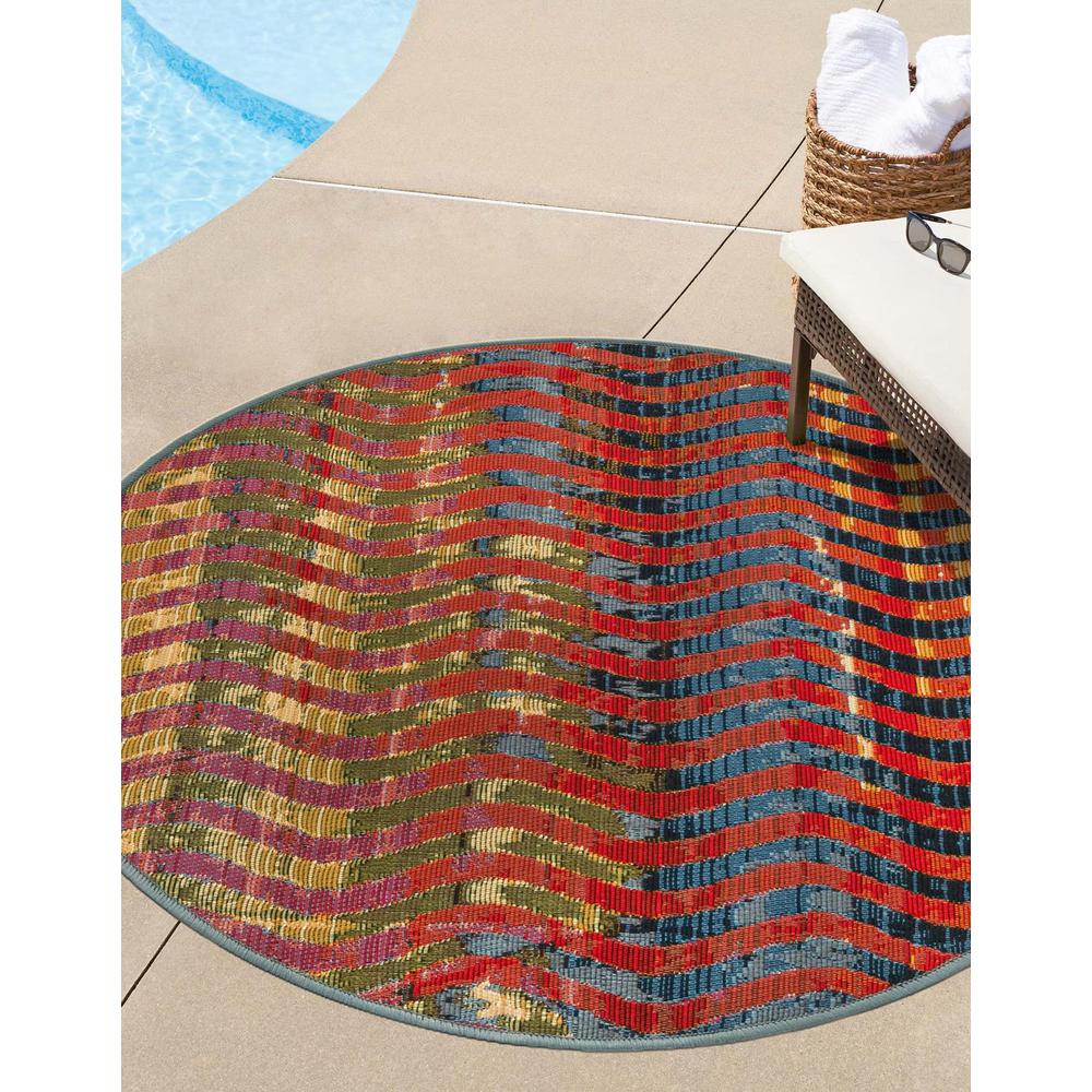 Outdoor Modern Collection, Area Rug, Multi, 2' 7" x 2' 7", Round. Picture 2
