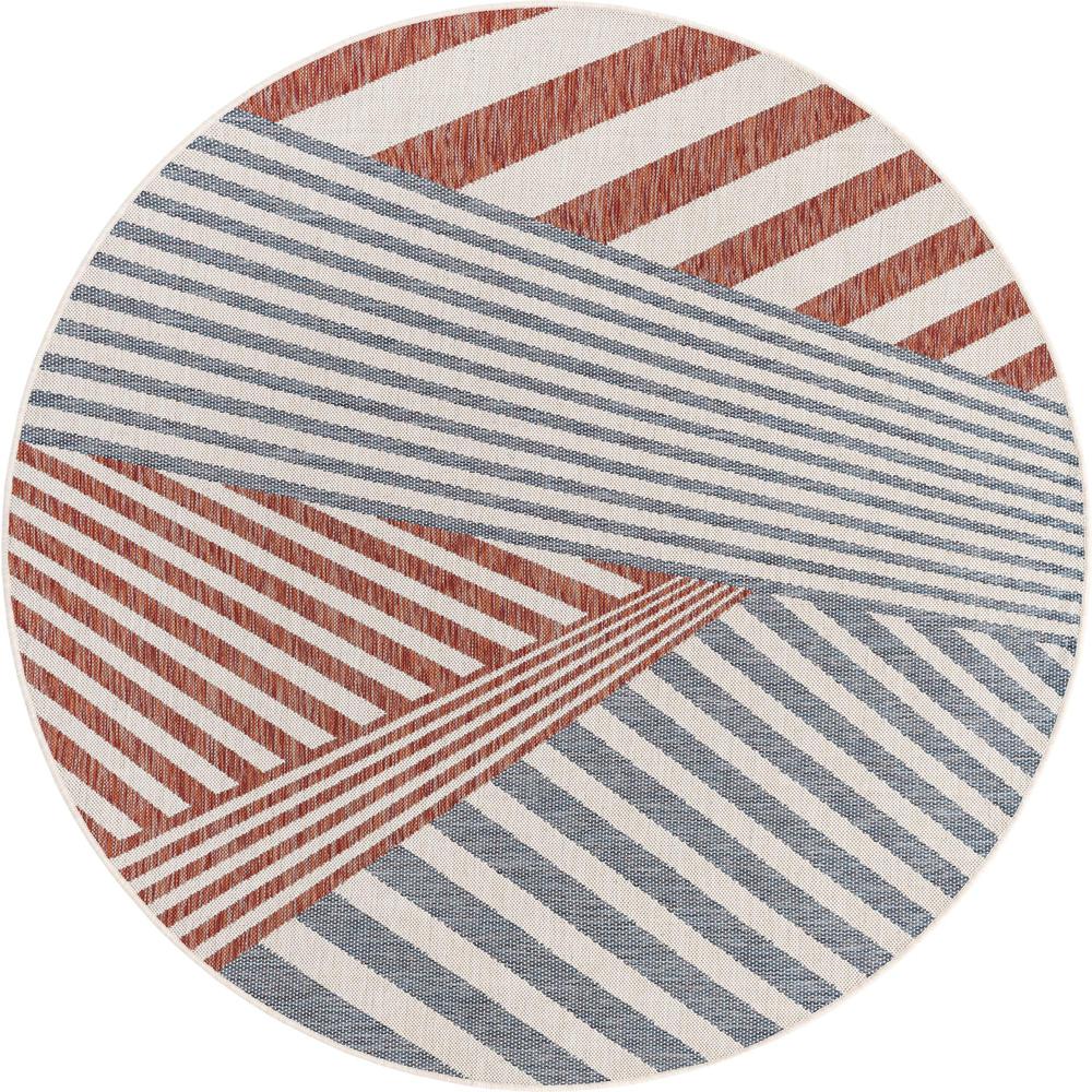 Jill Zarin Outdoor Area Rug 6' 7" x 6' 7", Round Blue. Picture 1