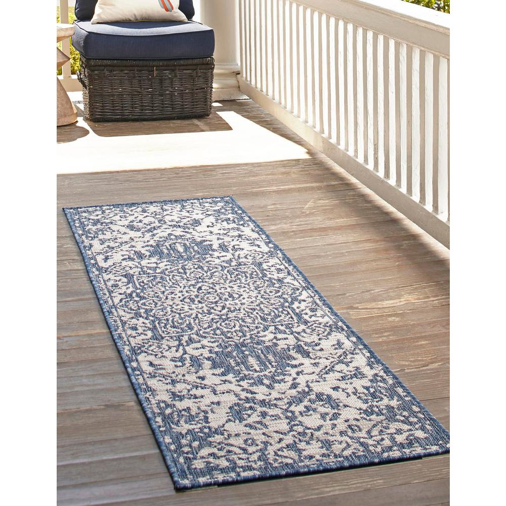 Jill Zarin Outdoor Collection, Area Rug, Blue, 2' 0" x 8' 0" Runner. Picture 2