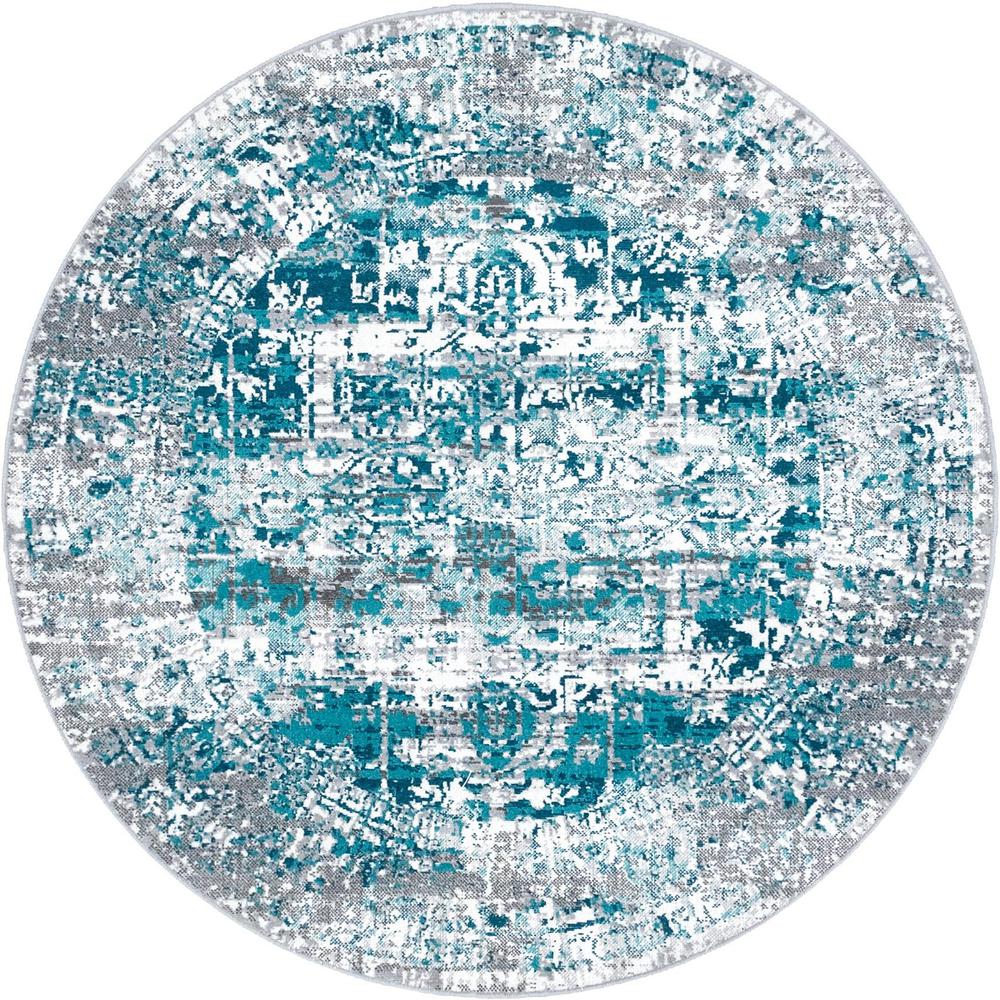 Unique Loom 5 Ft Round Rug in Blue (3149348). Picture 1