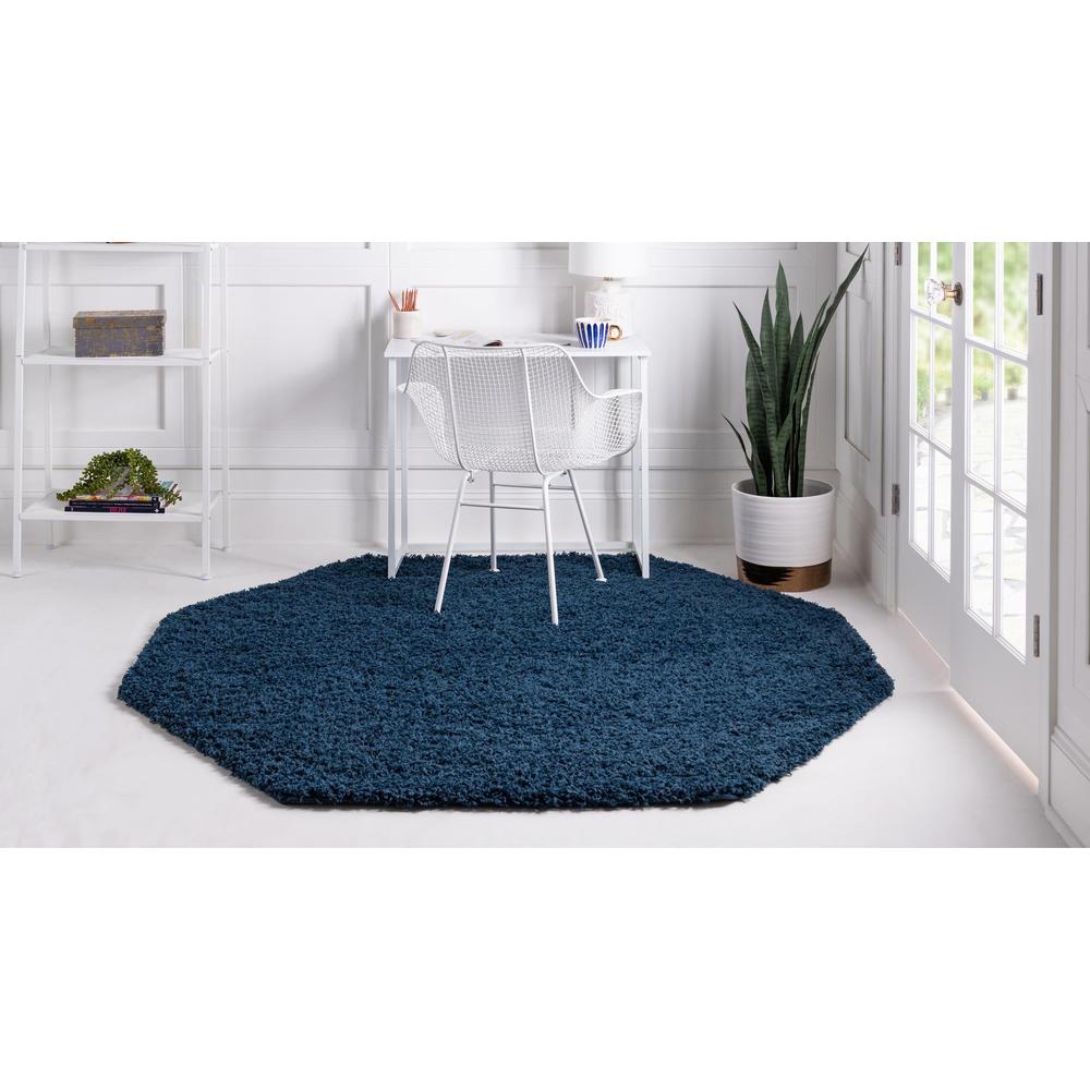 Unique Loom 4 Ft Octagon Rug in Navy Blue (3151322). Picture 4