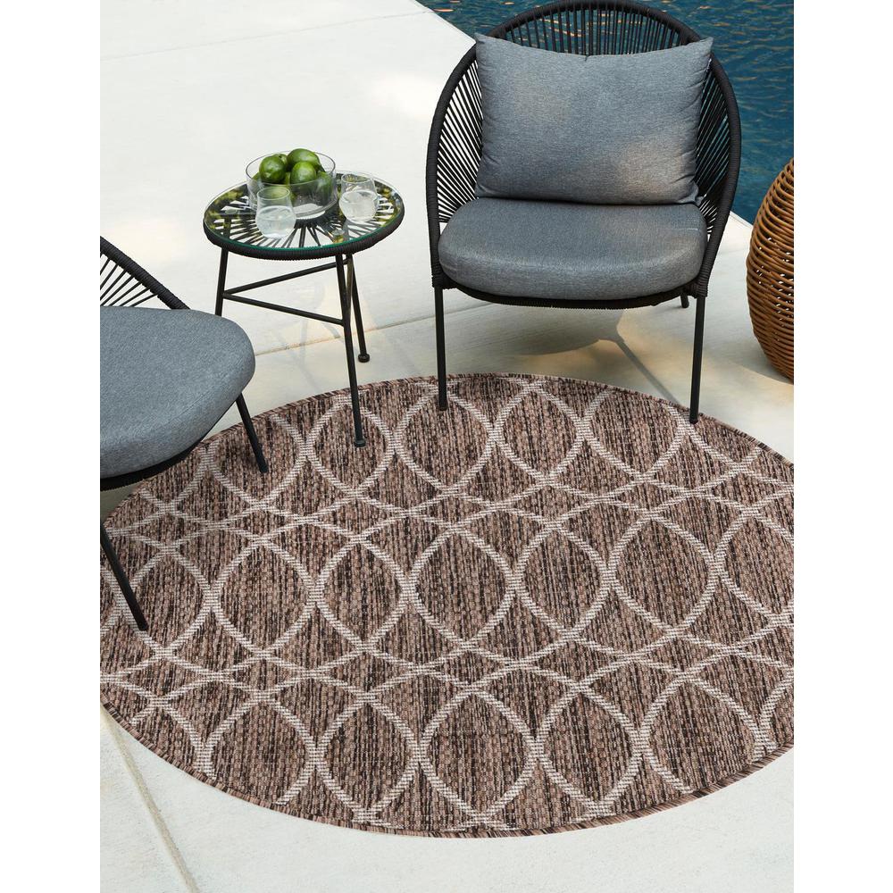 Outdoor Trellis Collection, Area Rug, Brown, 4' 0" x 4' 0", Round. Picture 2