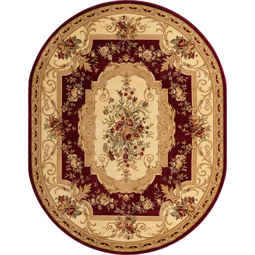 Unique Loom 8x10 Oval Rug in Burgundy (3153872). Picture 1