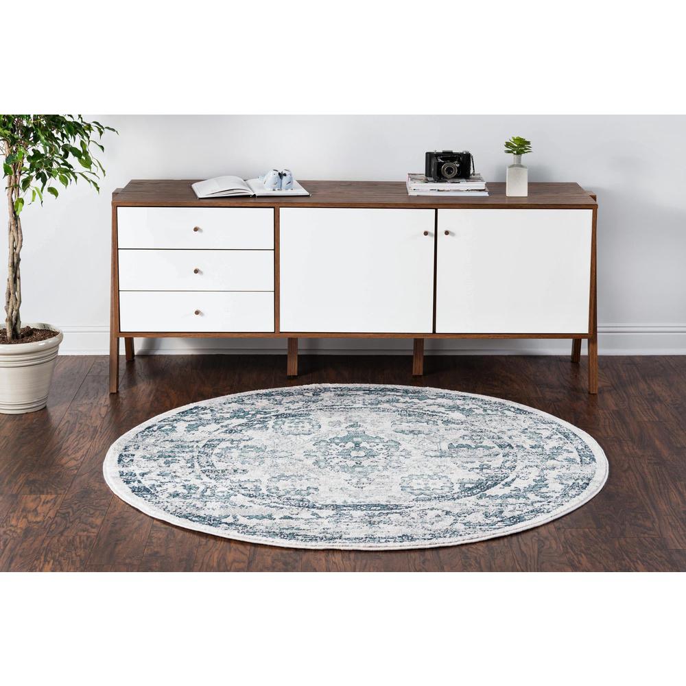 Unique Loom 5 Ft Round Rug in Ivory (3150081). Picture 4