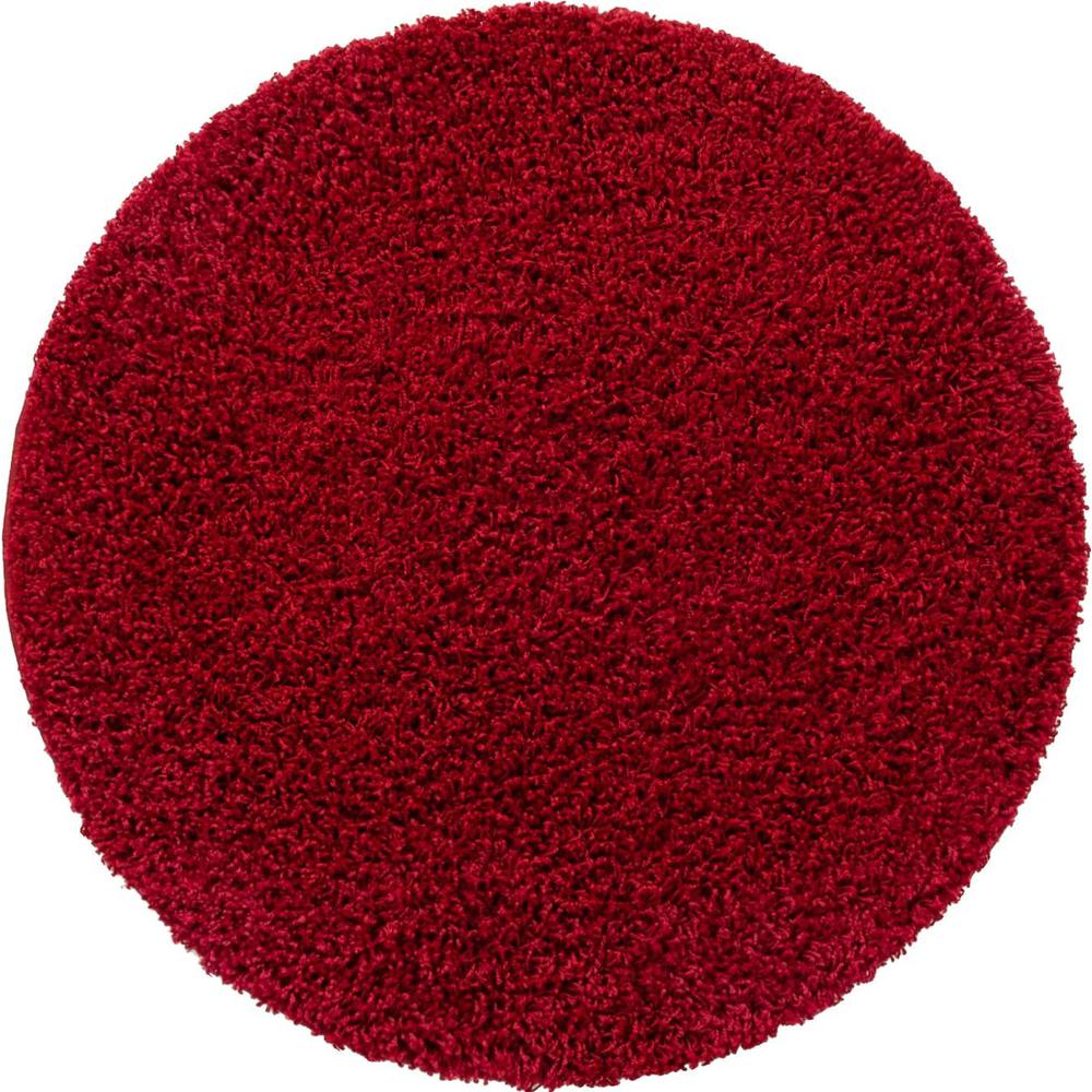 Unique Loom 3 Ft Round Rug in Cherry Red (3151393). Picture 1