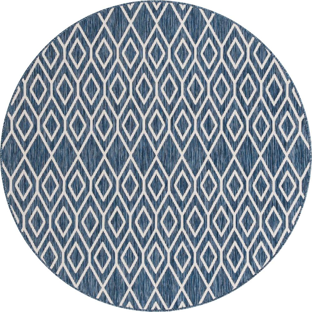 Jill Zarin Outdoor Turks and Caicos Area Rug 6' 7" x 6' 7", Round Blue. Picture 1