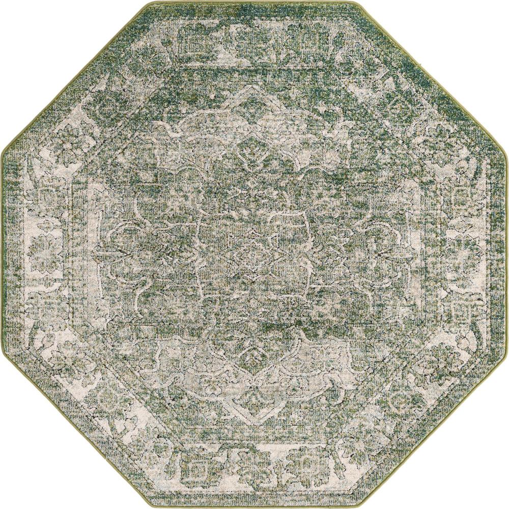 Unique Loom 5 Ft Octagon Rug in Green (3161865). Picture 1