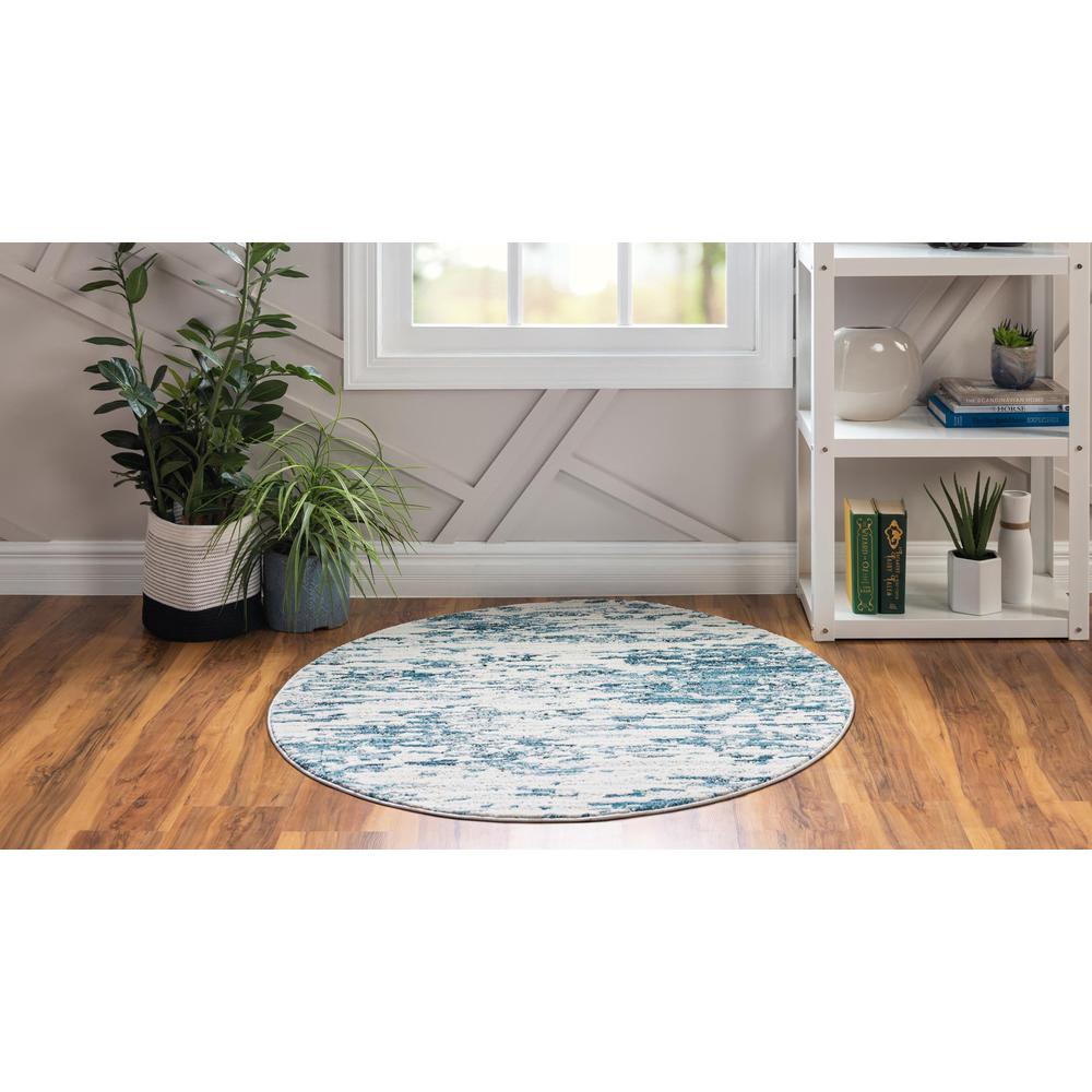 Unique Loom 4 Ft Round Rug in Blue (3154176). Picture 4