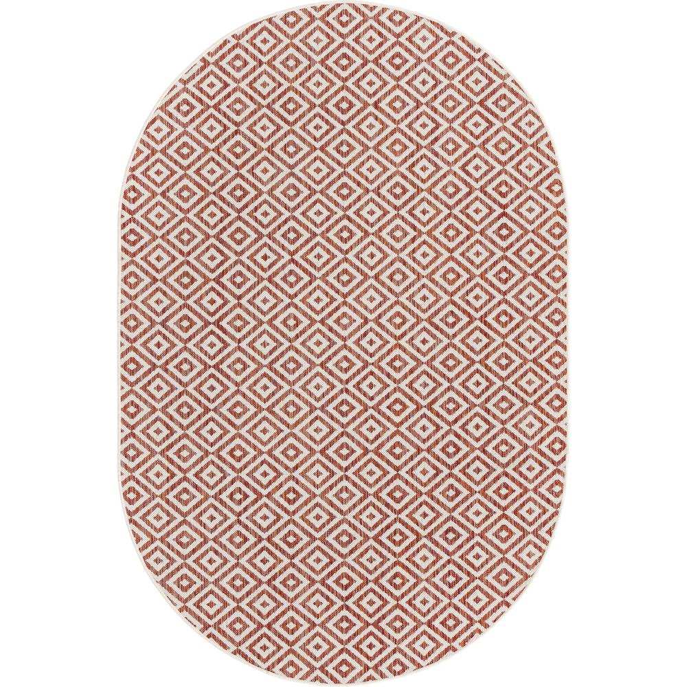 Jill Zarin Outdoor Costa Rica Area Rug 5' 3" x 8' 0", Oval Rust Red. Picture 1