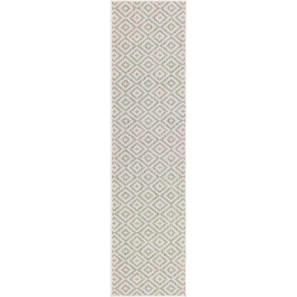 Jill Zarin Outdoor Collection Area Rug, Light Gray, 2' 0" x 8' 0", Runner. Picture 1