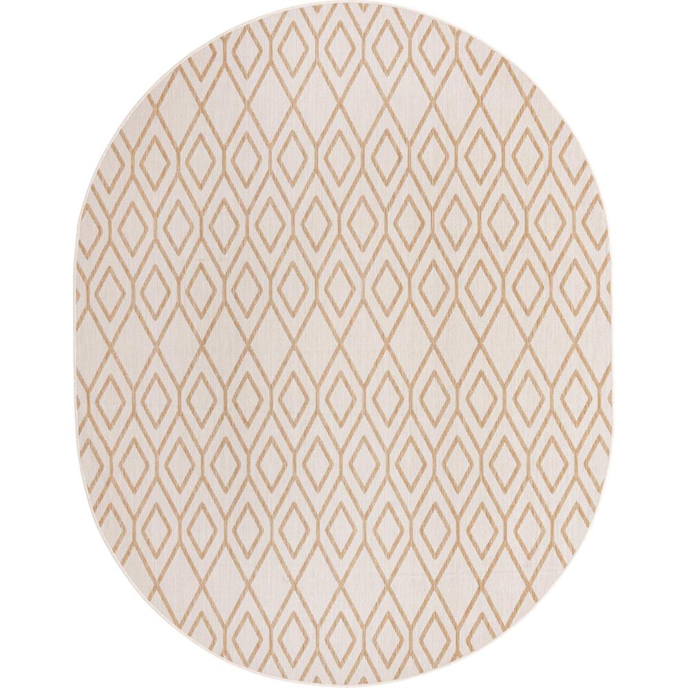 Jill Zarin Outdoor Turks and Caicos Area Rug 7' 10" x 10' 0", Oval Beige. Picture 1