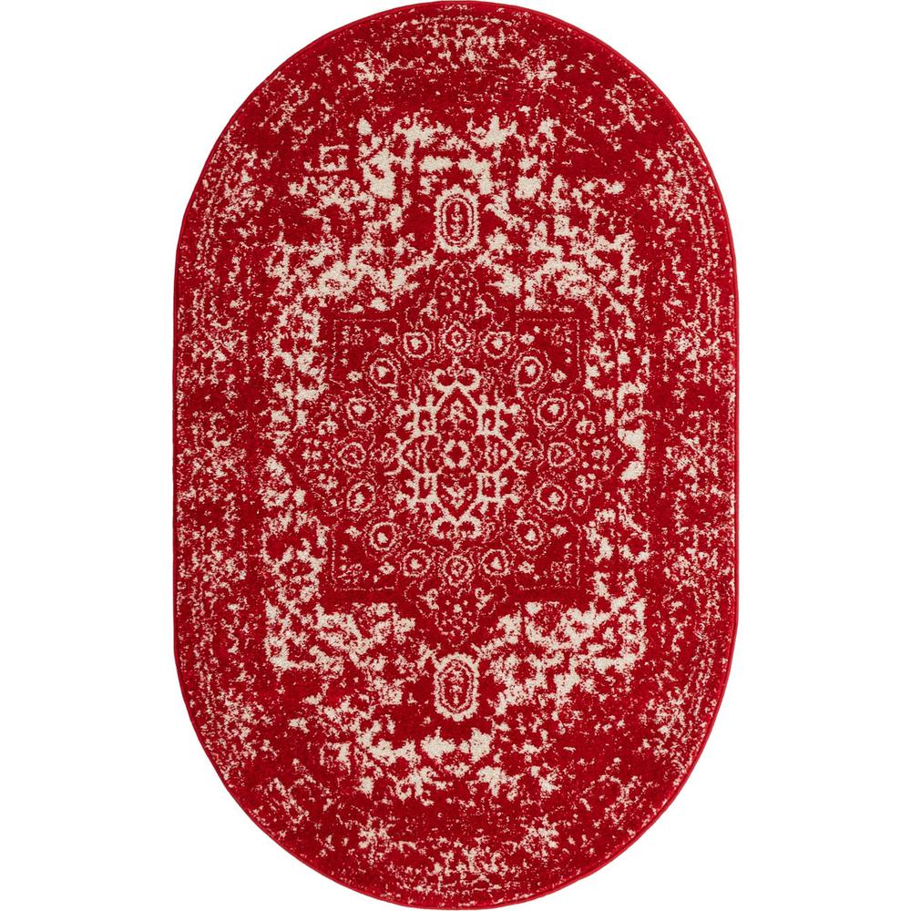 Unique Loom 3x5 Oval Rug in Red (3150434). Picture 1