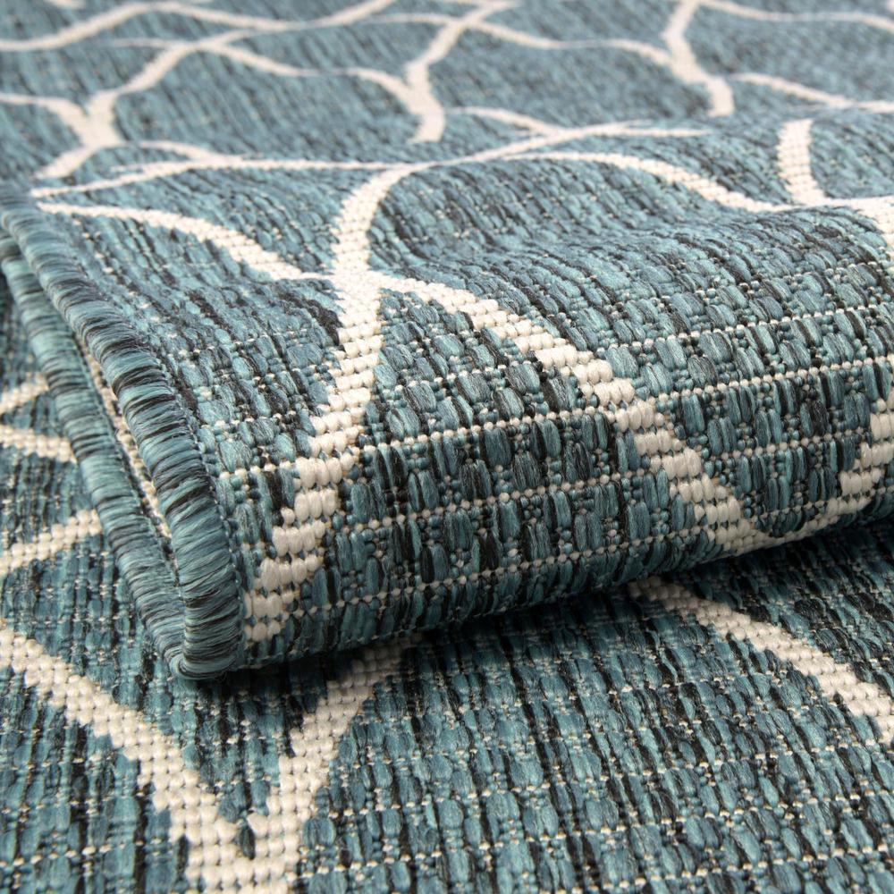 Outdoor Trellis Collection, Area Rug, Teal, 2' 11" x 10' 0", Runner. Picture 8