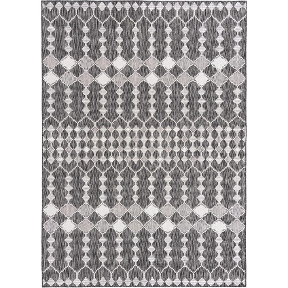 Outdoor Trellis Collection, Area Rug, Charcoal, 7' 10" x 11' 0", Rectangular. Picture 1